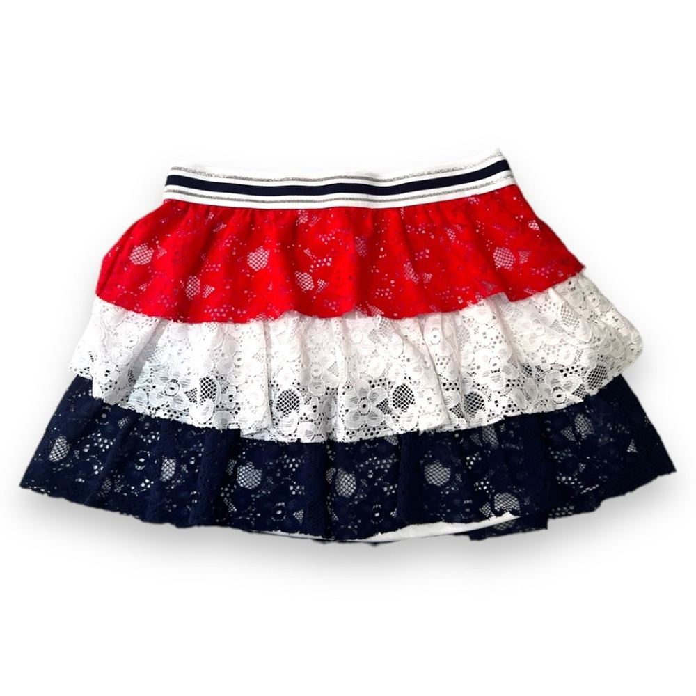 Star Kids Girl Patriotic Skirt Red White & Blue